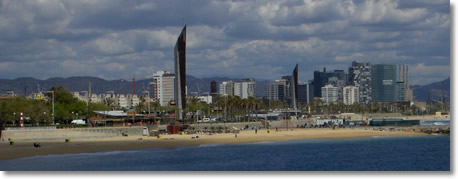 Barcelona Forum and Diagonal Mar District seem from the sea